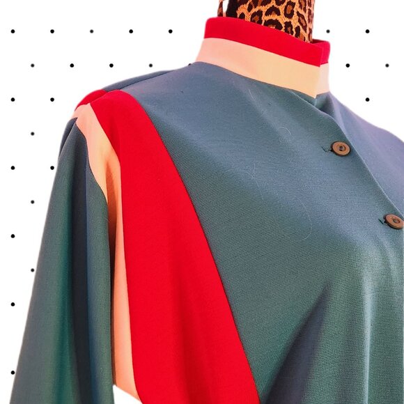 Vintage Teal button up dress with matching belt - Picture 4 of 8